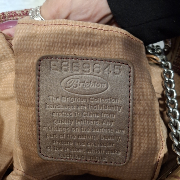 Brighton Josette Pink Tweed and Tan Patent Leather Women's  Handbag Tote Bag - Picture 11 of 14